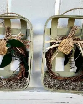 Set of 2 basket pumpkins wall decor/sitters