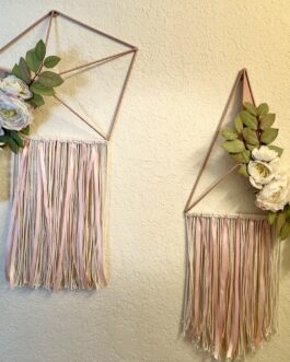 Pink flower and fringe boho wall decor