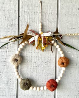 Beaded pumpkin wreath