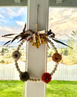 Beaded pumpkin wreath