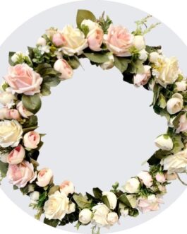 Pink and white roses wreath